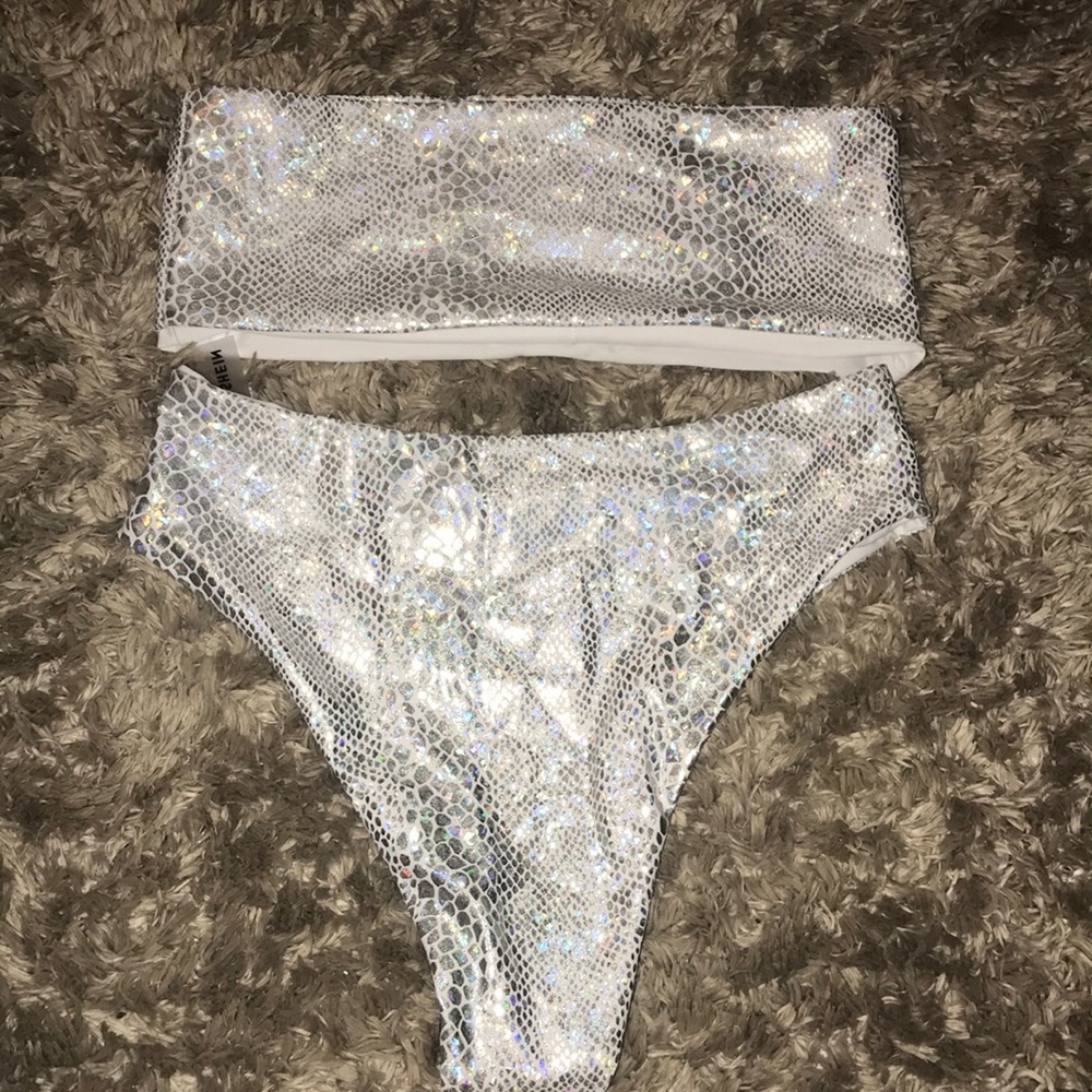 Holographic alligator pattern swimsuit